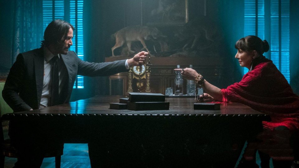 john wick 3 keanu reeves anjelica huston